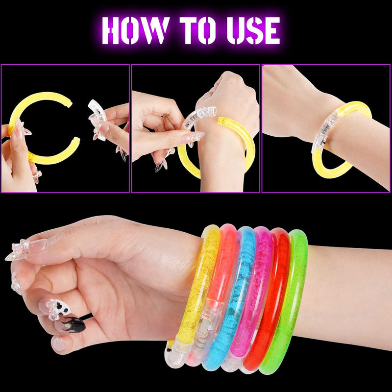 24Pcs Glow in the Dark Party Supplies for Kids/Adults, Flashing Light up Toys LED Bracelets Easter Glow Sticks, Mardi Gras Party Favors Carnival Birthday Concert Gifts Accessory