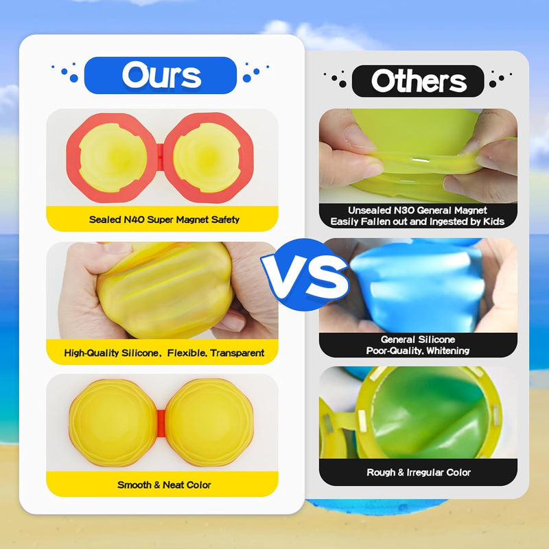 12 PCS Reusable Water Balloons, Self-Sealing Refillable Magnetic Water Balls, Pool Beach Water Toys for Boys and Girls, Outdoor Summer Toys for Kids Ages 3+
