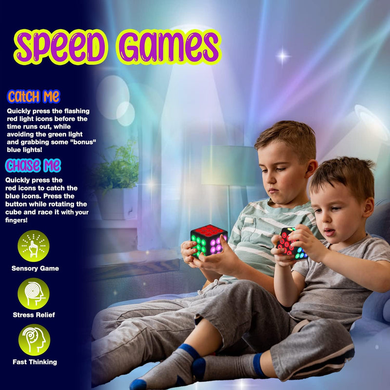 PlayRoute Light-Up Memory & Brain Games Cube - Fun Gift Ideas for Ages 6-12+ Years