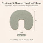 Konssy 2-Pack 100% Cotton Muslin Nursing Pillow Covers, Soft Cover for Baby | Covers Only, Breastfeeding Pillows Slipcovers for Baby Boys & Girls, Hidden Zipper, Machine Washable, (Fog Green, Cream)
