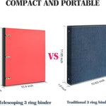 INFUN Telescoping 3 Ring Binder - 4PCS, Portable Plastic 3 Ring Binder with Telescoping Spine, Binders with Foldable Front Cover Holds 8.5"x11" Paper for School, Office, Homes