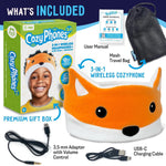 CozyPhones Toddler Headphones Wireless, Kids Bluetooth Earphones, Safe Volume - Wired School Headphones for Kids with 3.5 MM Jack and Travel Bag - Toddler Airplane Accessories for Boys & Girls - Fox