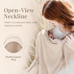 Konssy Muslin Nursing Cover Up for Breastfeeding with Rigid Hoop | 100% Cotton Nursing Apron, Lightweight & Breathable, Carseat Canopy, Breast Feeding Covers for Women (Summer Wheat)