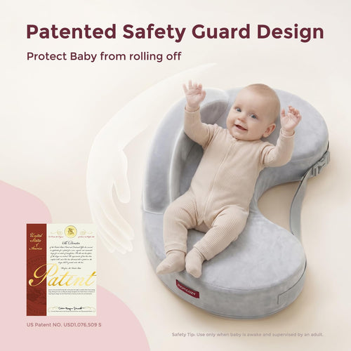 Momcozy Cozylite Nursing Pillow for Breastfeeding - Supportive Memory Foam | Innovative Safety Guard, Adjustable Waist Strap for All Body Types, 28% Wider Surface, Soft Removable Cover, Mom Comfort