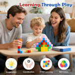 52 PCS Magnetic Blocks with Metal Box, 0.8in Mini Building Cubes Protable Travel Airplane Classroom Toys for Kids Ages 3+, STEM Educational Building Set for Toddlers Boys & Girls Birthday Gifts