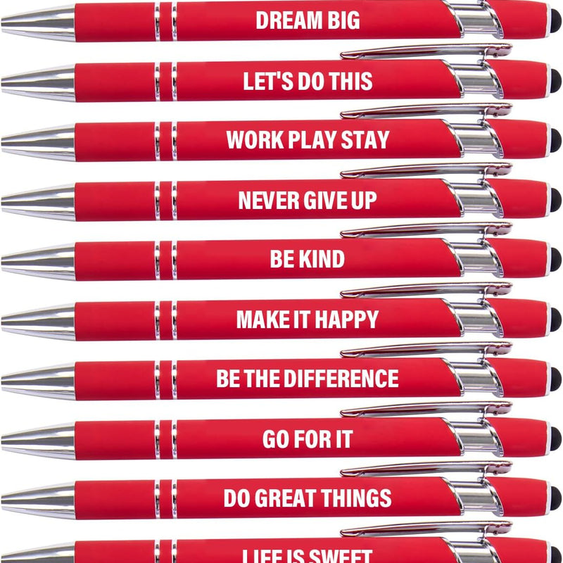 Actsun Funny Pens - 12 Pack Fine Point Smooth Writing Pens with Inspirational Tips, Black Ink, Touch Stylus Screens, Motivational Gift for Office & Desk Accessories