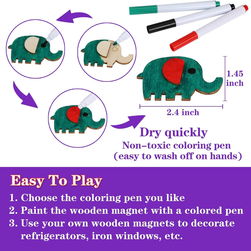 DIY Wooden Magnet 36 Art Craft Supplies Painting Kit for Kids Ages 4-8 8-12 | Party Favors for Boys Girls Birthday Easter Crafts Gifts Toys Basket Goodie Bag Stuffers