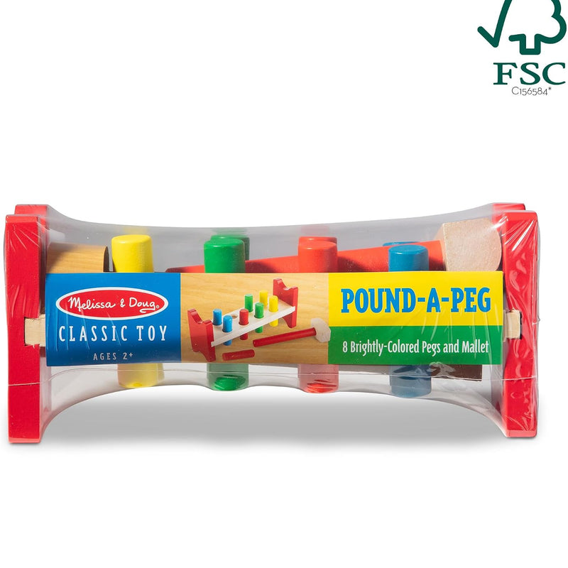 Melissa & Doug Deluxe Wooden Pound-A-Peg Toy with Hammer - FSC Certified