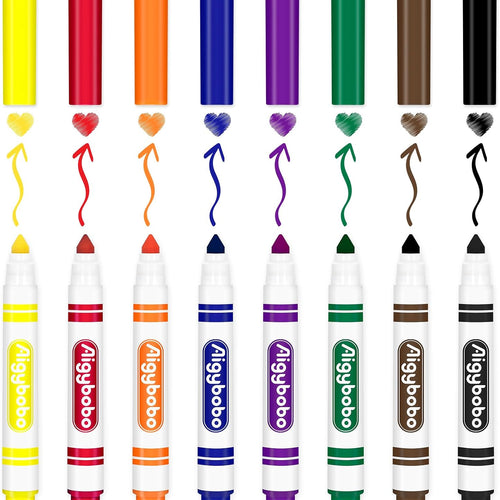 Aigybobo 200 Count Washable Markers Bulk, 8 Assorted Colors, Broad Line Conical Tip Coloring Marker for Kids, Markers Bulk Pack for Classroom, School Art Supplies & Back to School Supplies