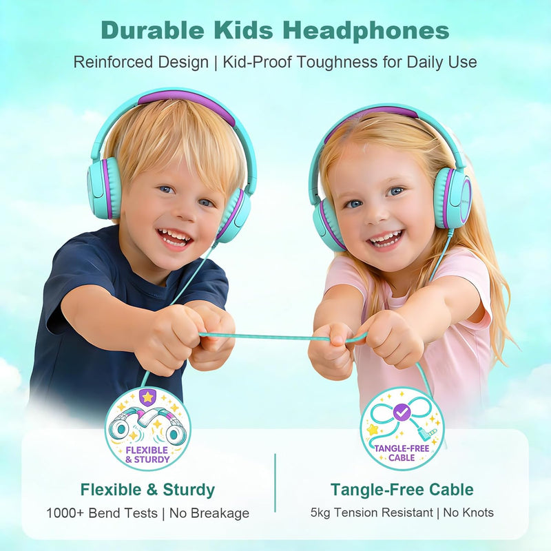 IMYB V1 Kids Headphones with 85dB Safe Volume, Adjustable Fit for Ages 2-12, Ideal for School & Travel