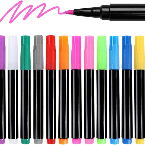Signsxcel12-Color Liquid Markers for Led Note Board, Compatible with Light Up Drawing Board, Windows, Blackboard, Glass, Neon Erasable Markers,Wet or Dry Erase Markers Fine Tip
