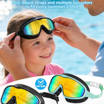 Aegend Swim Goggles Wide Frame Anti-Fog Swimming Goggles for Kids 3-14 | 2 Pack Anti-UV Comfort Fit Swimming Mask for Boys Girls Youth Ideal for Pool, Beach, Swim Lessons, Vacation