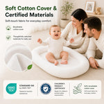 Baby Lounger for Newborns 0-24 Months - Baby Essentials | Soft Breathable Cotton Infant Support Cushion for Tummy Time & Play, Portable Infant Lounger - Cloud White (Cover Included)