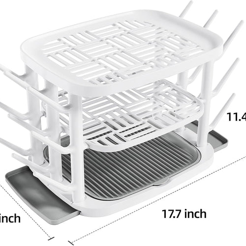 Baby Bottle Drying Rack,3-Tier Large Capacity Countertop Organizer with 360° Ventilation, Removable Drip Tray, Non-Slip Base – Easy to Clean Bottle Holder for Baby Accessories