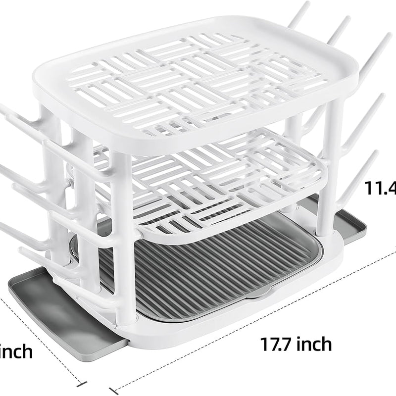Baby Bottle Drying Rack,3-Tier Large Capacity Countertop Organizer with 360° Ventilation, Removable Drip Tray, Non-Slip Base – Easy to Clean Bottle Holder for Baby Accessories