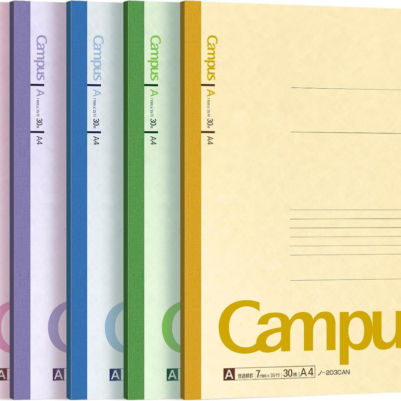KOKUYO Composition Notebooks, 5 Pack Campus Semi-B5 Comp Book with B 6mm Ruled, 30 Sheets, Classic School Lined Notebook, Journal Notebook for Women Work Study Note Taking (NO-3CBNx5)