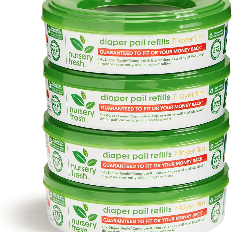 Nursery Fresh® Refill Rings for Diaper Genie® and Munchkin® Diaper Pails, Holds up to 1,088 Newborn Diapers, 4 Pack