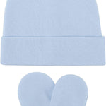 BQUBO Baby Hats and Mittens Infant Cotton Beanie Gloves No Scratch Set Newborn Hospital Hat for Boys Girls