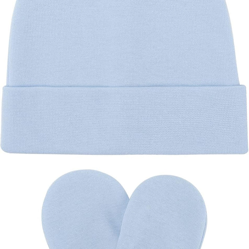 BQUBO Baby Hats and Mittens Infant Cotton Beanie Gloves No Scratch Set Newborn Hospital Hat for Boys Girls
