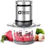 Kitchen in the box Food Processors,Small Meat Grinder & Food Chopper Electric Vegetable Chopper with 2 Bowls (8 Cup+8 Cup)& 2 Bi-Level Blades for Meat/fish/Vegetable/Baby Food,Black