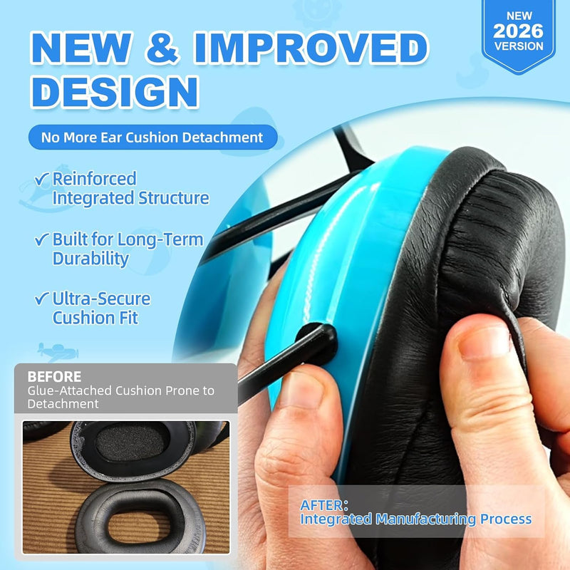 ZOHAN Kids Ear Protection 2 Pack, 25dB NRR Noise Cancelling Headphones for Kids, with Pillowy Pads, for Monster Truck, School, Autism, Sensory, Fireworks, Concerts, Events (Blue+Green)