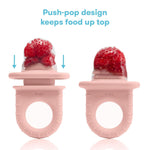 Frida Baby Push Pop Feeder, Baby Fruit Feeder, Dishwasher Safe, Pink, 3ct | Safely Introduce New Foods, Fresh + Frozen, Silicone, BPA Free, Dishwasher Safe