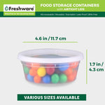 Freshware Food Storage Containers [50 Set] 8 oz Plastic Deli Containers with Lids, Slime, Soup, Meal Prep Containers | BPA Free | Stackable | Leakproof | Microwave/Dishwasher/Freezer Safe