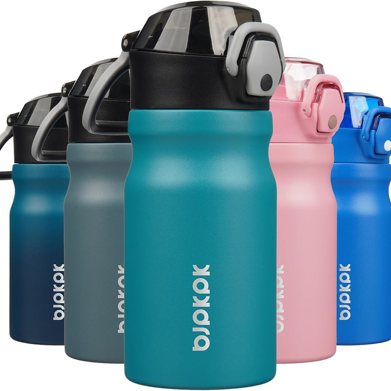 BJPKPK 18 oz Water Bottle with Straw & Handle, Insulated Stainless Flask | Leak Proof Locking Lid, Thermal, Double Wall Vacuum, Keeps Hot/Cold, BPA Free, Dishwasher Safe, Travel & Sports, Bubble Gum
