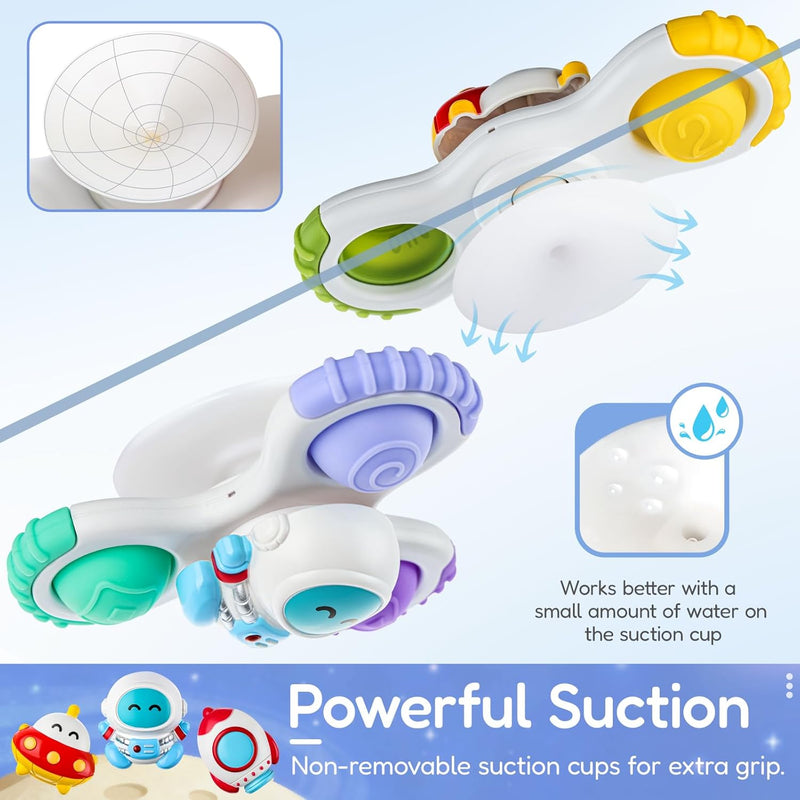 ALASOU 3PCS Pop Suction Cup Spinner Sensory Airplane Travel Toys for 1 Year Old Boy Girl Infant Toddlers|Novelty Spinning Tops 12 18 Months|1 2 Year Old Boy Birthday Gift|Baby Bath Toy Kids Ages 1-3