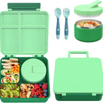 Pawtong Bento Lunch Box with 8oz Soup Thermo, Kids Leakproof Lunch Food Containers with 4 Compartment, Kids Thermo Insulated Hot Food Jar for School, Trvael - (Pink)