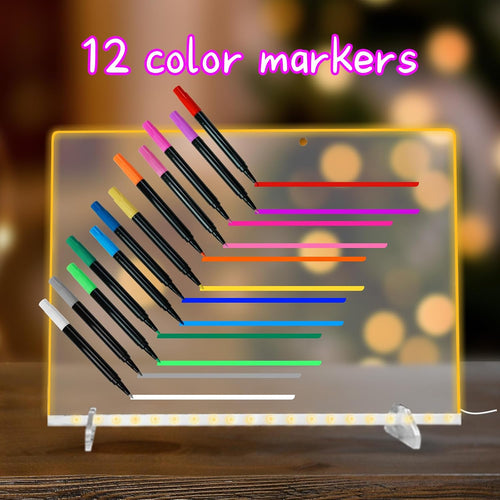 Signsxcel12-Color Liquid Markers for Led Note Board, Compatible with Light Up Drawing Board, Windows, Blackboard, Glass, Neon Erasable Markers,Wet or Dry Erase Markers Fine Tip