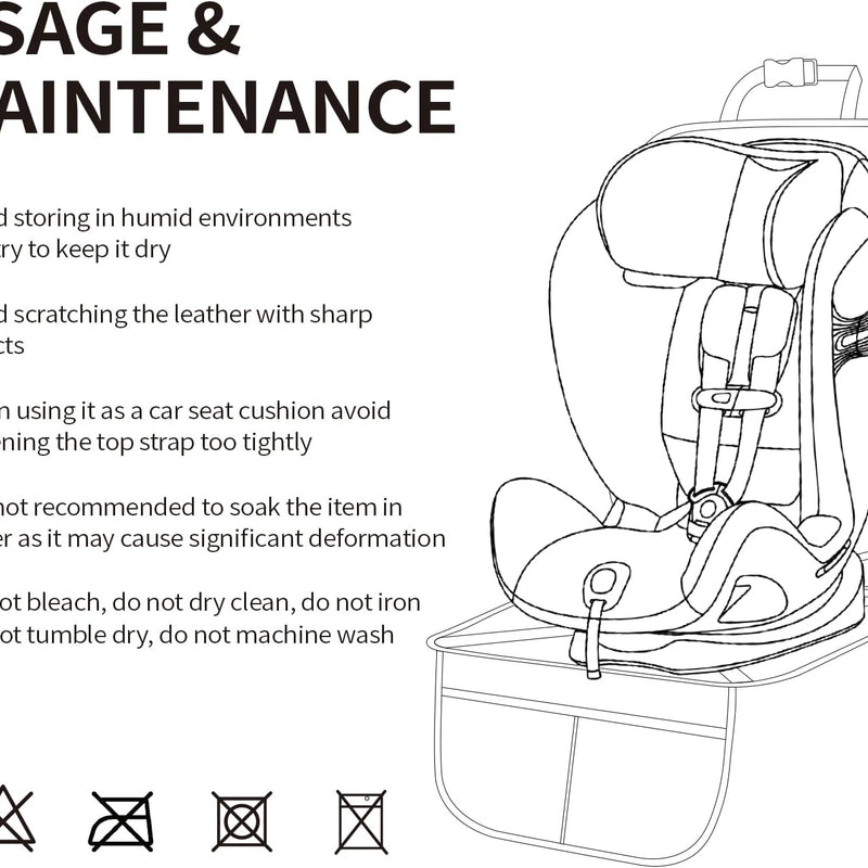 Viaviat Car Seat Protector Leather Waterproof Child Safety Seat Protector Cover with Thick Pad and 2 Large Pockets Durable Kick Mat for All Auto Seat (Beige)