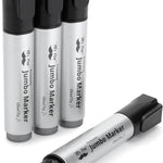 Mr. Pen- Jumbo Permanent Markers, 4 Pack, Black, Chisel Tip | Wide Tip, Large, Thick Permanent Markers for Canvas, Posters Board, Fabric, Window, Glass, Wood, Waterproof, Quick Dry
