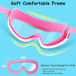 COOLOO Kids Swim Goggles for Age 3-15, 2 Pack Kids Goggles for Swimming with Nose Cover, No Leaking, Anti-Fog, Waterproof