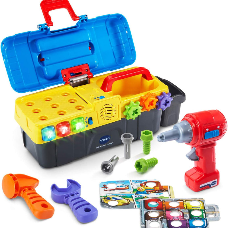 VTech Learning Drill and Toolbox for Toddlers, Includes Electronic Fix-it Tray and Working Drill, Ages 3+