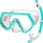2 Sets Kids Snorkeling Gear for Ages 3-14, Anti-Fog 180° Clear View Dry Top Snorkel Set, Swimming Mask with Nose Cover & Tempered Glass Goggles for Youth Boys Girls Junior