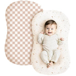 Konssy 2 Pack Muslin Baby Lounger Covers, Covers Only, 30.7" x 20" | 100% Cotton, Soft & Breathable, Baby Nest Slipcover, Envelope Closure, Pre-Washed for Lasting Fit (Brown,Wheat)