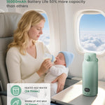 Portable Bottle Warmer for Travel, Fast Heating for Breast Milk & Water, 17 Ounces, Long-Lasting Battery, Ideal for Outdoor Use & Baby Shower, Light Green