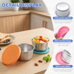 6Pack 8oz Stainless Steel Snack Containers for Kids, Reusable Small Metal Food Containers with Silicone Lids, Stackable Metal Toddler Lunch Box for Daycare, School and Outdoor (1CUP)