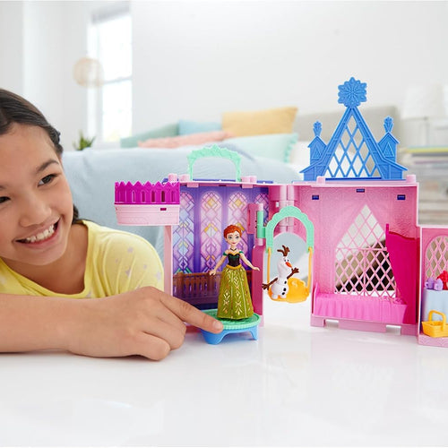 Mattel Disney Frozen Toys, Storytime Stackers Anna's Arendelle Castle, Stackable Doll House with Small Doll, Olaf & 7 Pieces, Inspired by The Movies