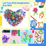 SMILESSKIDDO Kids Arts and Crafts, 1000+ PCS Craft Kits with Storage Box | Portable 3-Layer Folding Storage Box, 1000+ Pcs DIY Craft Supplies, School Craft Projects, Gifts for Girls Ages 4-12