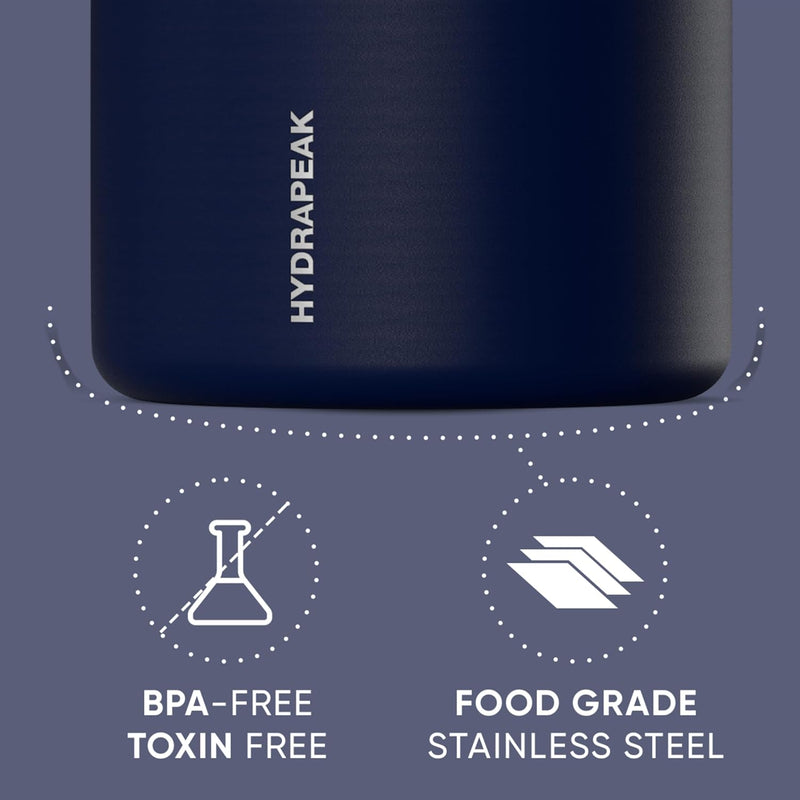 Hydrapeak 18oz Stainless Steel Vacuum Insulated Food Jar Kids for Hot and Cold Food, Wide Mouth Leak-Proof Soup Adults, 10 Hours 16 (Navy) (HP-Foodie18)