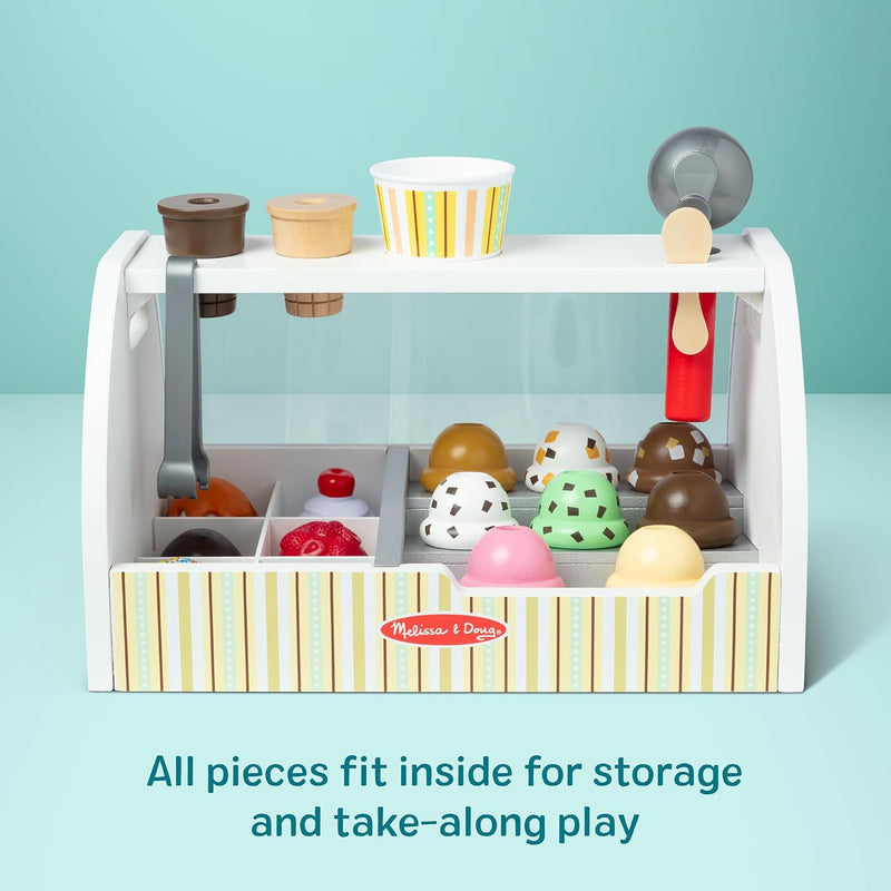 melissa & doug wooden scoop & serve ice cream counter pretend play store
