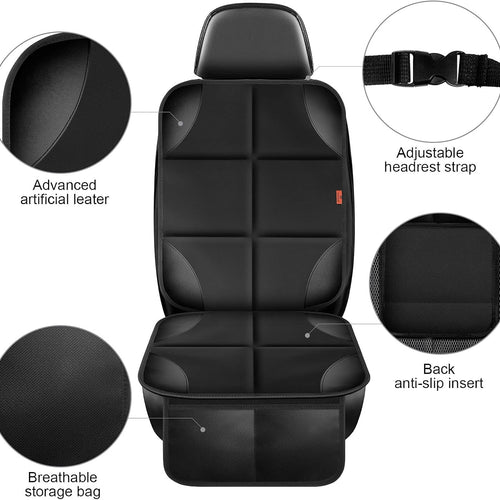 XHYANG Car Seat Protector 1 Pack Car Seat Cushion Mat Thickest Padding,Waterproof 600D Fabric Car Seat Covers for Non-Slip Backing Mesh Pockets for Baby and Pet (Black, 2 Pcs)