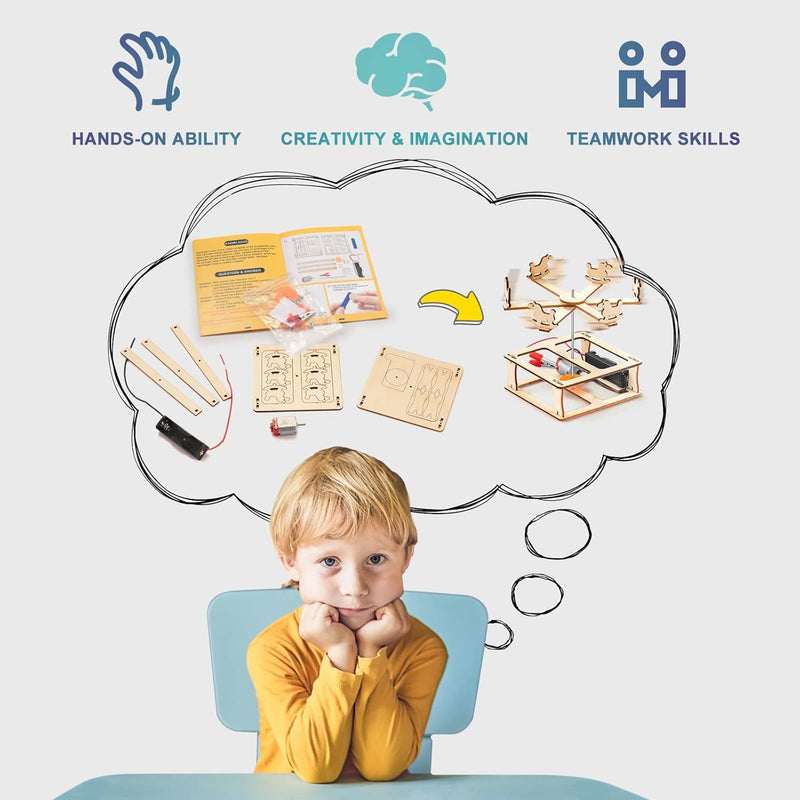 Yutin 5-piece wooden STEM science kits for kids aged 8-12, DIY craft kits with 3D puzzles and building models