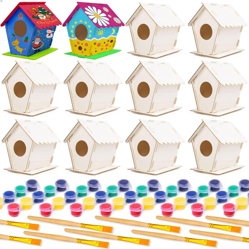 hapray 4 Pack Bird House Craft Kit, DIY Birdhouse for Kids to Build & Paint