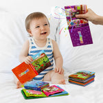 Dr.Rapeti 6-pack soft cloth baby books with crinkle squeaky washable non-toxic early educational themes for kids