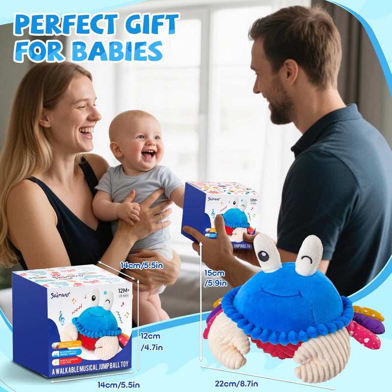 Musical Crawling Crab Plush Toy - 40 Songs & Recording, Sensory Toy for Toddlers 1-3
