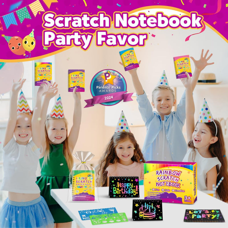 24-pack scratch rainbow art crafts notebooks for kids bulk birthday gift classroom prizes