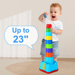 iPlay, iLearn Baby Stacking Cup Toy, Toddler Stackable Block w/Shape Sorter | Infant Stackable Cups Montessori Learing Nesting Sorting Game, Kids Bath Toy Birthday Gift 12 18Month 1 2 3 Year Old Boy Girl